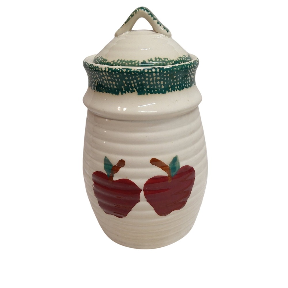 Ceramic Kitchen Canister Jar Apple Motif Cottagecore Style Decor Container